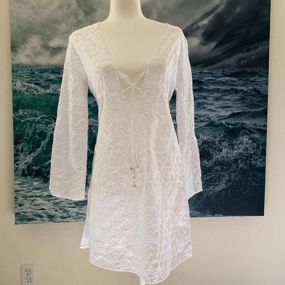 Talbots medium white swim coverup dress summer fun